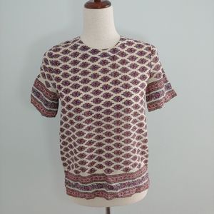 Madewell pattern silk short sleeve blouse size xs